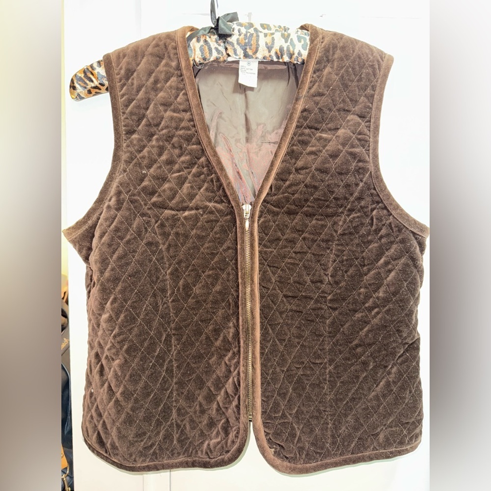 Vintage Real Comfort Sleeveless Barn Vest chocolate Brown faux suede equestrian